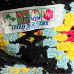 India Boutique Crop Top Womens S Black Crochet Floral Halter Boho Hippie 70s Photo 4