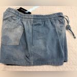 One Teaspoon Free People  Denim Boxer Shorts in Washed Blue Denim Photo 12