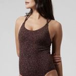 Athleta NWT Keyhole One Piece Swimsuit Camo Flora Decadent Chocolate XS Photo 0