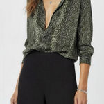 FAVORITE DAUGHTER The Take Me Seriously Long Sleeve Satin Top, Serpiente, Small Black Photo 0