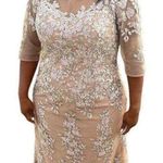 La Femme dress floral column gown woman’s champagne dress NEW Photo 5