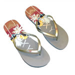 Roxy Silver Slide On Floral Logo Flip Flops Women’s Size 10 / 11 Photo 0