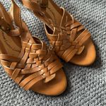 Sofft Cognac Woven Leather Slingback Wedge Sandals Size 6.5M Brown Photo 1