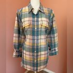 CHAPS Ralph Lauren pastel plaid linen blend classic button down casual shirt XL Photo 1