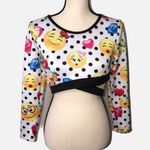 Love j USA Emoji Cropped Long Sleeve Top Polka Dot Size M/L Photo 0