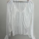 Ramy Brook - Petra Gathered Long-Sleeve Blouse V-Neck Classic Preppy Photo 1