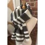 ZARA Long Blanket Scarf Black White Striped Photo 1