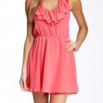 Amanda Uprichard SILK RUFFLE HALTER PEACH PINK SOFT GIRL DRESS FAUX WRAP FRONT Photo 0