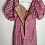 WAYF  Corset Red Striped Puff‎ Sleeve Off Shoulder Mini Dress Photo 5