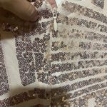 Miss Ord NWT Champagne Gold Sequined V-Neck dress long sleeve brand| women M Photo 6