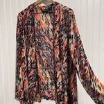 Maggie Barnes  Duster 2X Abstract Animal Print Cardigan Sweater Orange Black Plus Photo 1