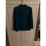 H LOOK Teal Silk Button Up Shirt Top Women's Size M Long Sleeve Collared Green Size M Photo 2