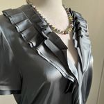 BCBGMAXAZRIA New Women’s  Silky Tailored Satin Ruffled Collard Dressy Blouse Photo 1