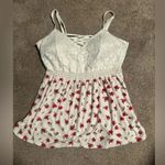 No Boundaries  juniors lace bra cup tank white red roses size Xxl‎ 19 Photo 0