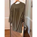 Michael Kors Michael  Olive Green Shift Dress Lace Up V-Neck Bell Sleeve Size S Photo 4