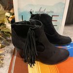 Madden Girl Black Leather Booties With Side Fringe Size 11 Photo 0