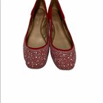 BCBGeneration Alexy Rhinestone Embellished Square Toe Flats Red Silver 6.5 Photo 1