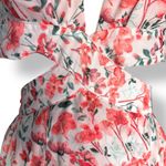 SheIn  Pink Floral Halter Maxi Dress XS Criss Cross Cutout Open Back Flowy Summer Photo 3