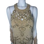 Miss New York high neck cut out Sequenced & beaded dress and scarf size 16 Gold Photo 3