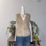 2000s vintage style indie sleaze cream faux fur vest Tan Size M Photo 1