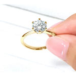 Boutique 2Ct Solitaire Simulated Diamond‎ 14k Gold Plated Silver Engagement Ring Size 10 Photo 6