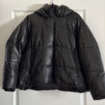 ZARA  Black Shiny Faux Leather Puffer Jacket Photo 0