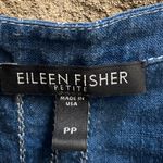 Eileen Fisher  Short Sleeve Linen Blend Tie Waist Top Blue Chambray P petite Photo 3