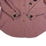 Karen Scott Women's Red Gingham Christmas Holiday Holly Berry Embroidered Shirt Photo 4
