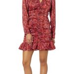 En Saison Razzalind Mini Dress size M NWT Ruched Raspberry Leopard Long sleeve Orange Size M Photo 0