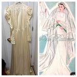 1930s beaded ivory satin wedding dress Yellow Size XS Photo 2