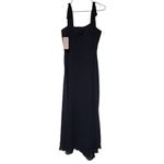 Dessy Collection Tie Strap Chiffon Gown with Front Slit Midnight Blue 12 Photo 3