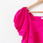 Taylor Tillman Square Neckline Puff Sleeve Mini Dress in Fuchsia Pink Photo 3