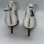 Michael Kors  Womens 6M White Leather Open Toe Stiletto Zip Heels Career Party Photo 6