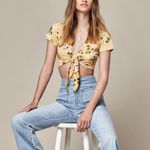 LA Hearts Yellow Floral Tie Crop Top Photo 0