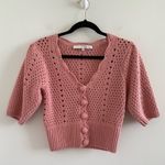 English Factory  Pink Cottagecore Crochet Knit Cropped Cardigan Size XS Photo 3