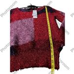 New York & Company Red and Purple Shiny Sparkly Tinsel Christmas Party Sweater. Photo 2