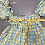 ZARA  Women's Yellow Blue Gingham Maxi Dress XS Puff Sleeve Tiered Cottagecore Photo 4