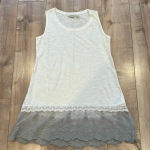 LOGO By Lori Goldstein 4/$25 LOGO Lori Goldstein Lace Crochet Tank Cream/Gray Sz XS Photo 0