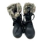 Khombu  Size 9 Boots Black Leather Lace Up‎ Faux Fur Side Zip Winter Mid Calf NWT Photo 11