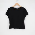 Aerie  OFFLINE Black Ribbed Square Neck Short Sleeve T Shirt Top XL Photo 1