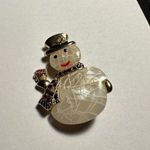 Liz Claiborne  LC Snowman Red Rhinestone Scarf Christmas Holiday Brooch Pin Photo 1