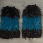 Blue Black EDC Rave Sparkly Rave GoGo Fuzzy Fuzzies Leg Warmers Handmade Photo 0