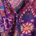 American Eagle Sz XS Romper Multi Color Paisley Bell Sleeve Deep V-Neck Women’s Photo 3