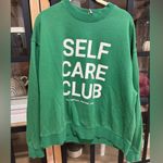 H&M  Self Care Club crewneck pullover sweatshirt sporty rich ribbed kelly green Photo 5