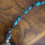 Handcrafted southwest style natural stone leather fringe medallion necklace Photo 6