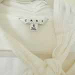 CAbi  Take a Bow White Long Sleeve Pullover Statement Neck Bow Blouse S (Stain) Photo 3