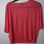 EXPRESS  Coral Pink Sheer Lace Stripe Cropped Shirt Short Sleeved Tee Medium Photo 6