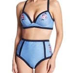 Marilyn Monroe NWT High Waisted Chambray Denim Applique Swimsuit Photo 0