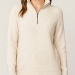 RDI cream waffle quarter zip tunic sweater M Photo 0