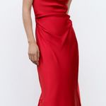 ZARA  dress Maxi  Red satin Lingerie Fitted wedding Party Photo 11